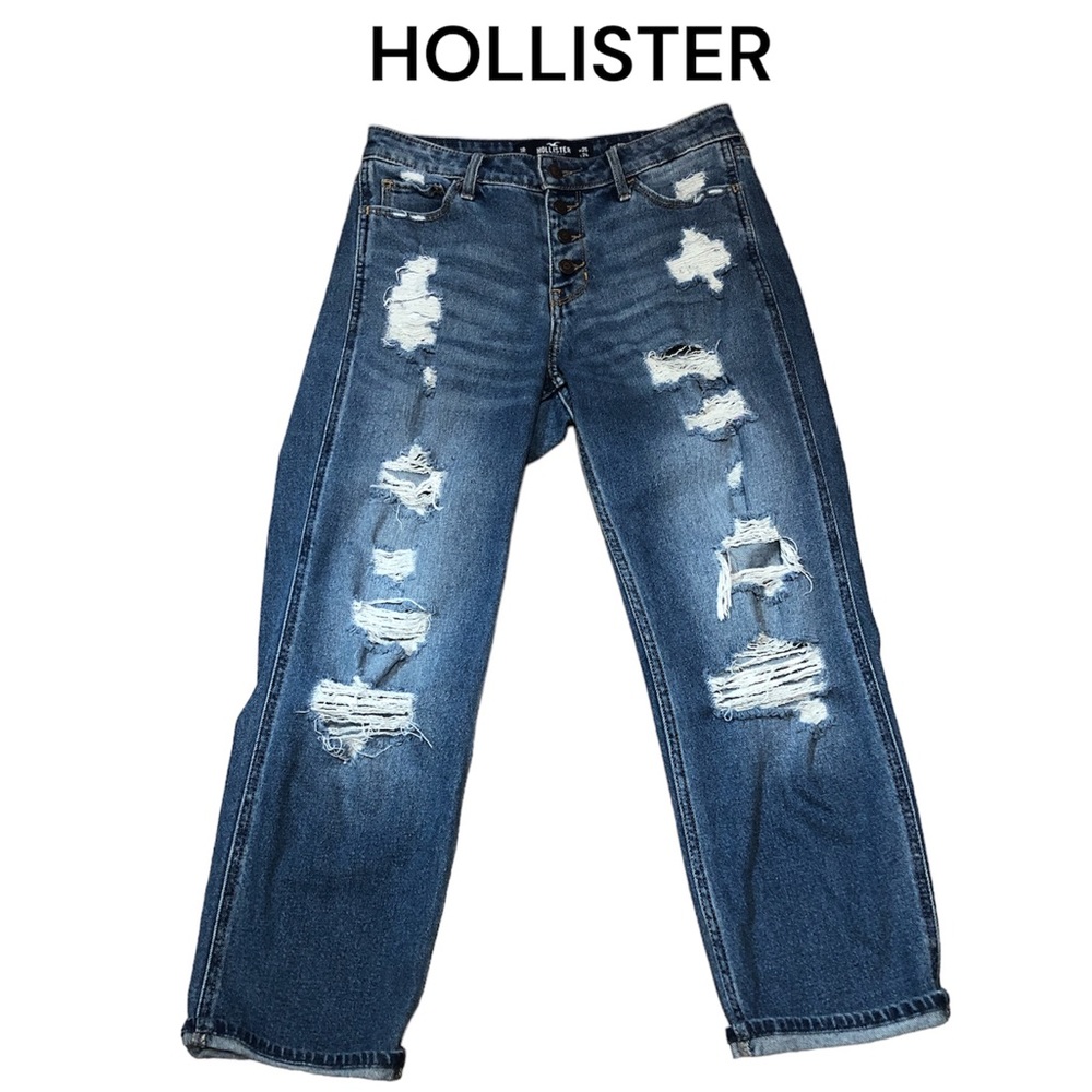 HOLLISTER mid rise crop boyfriend jeans